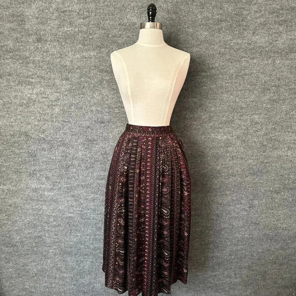 Rafaella Dresses & Skirts - Vintage Rafaella Skirt Womens 8 Multicolor Pleated Pockets Paisley Boho Midi